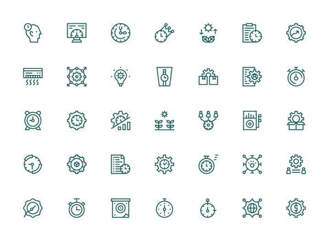 35 Regular Clean Line Icons for Efficiency Graphics Web and App Icon Pack Collection vector