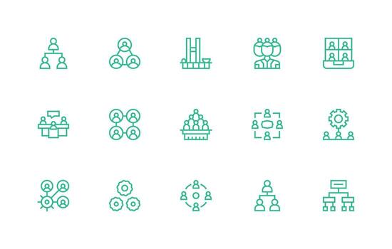 Teamwork including 15 Regular Line Illustrations Icon Set for Web vector