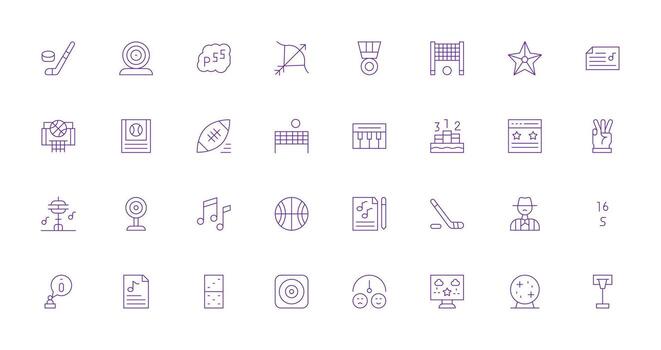 32 Icons for Score in Thin Line Format Simplified Icon Pack for Visual Tools vector
