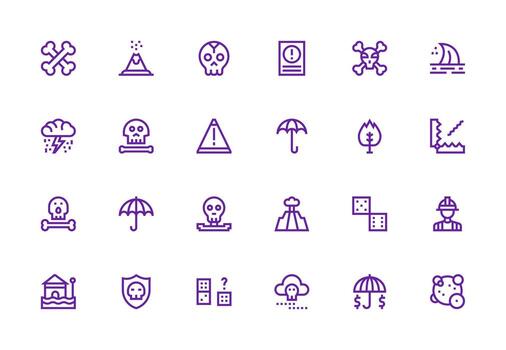 Risk Icon Set with 24 Thick Line Line Graphics Organized Glyph Icons for Fast Design vector