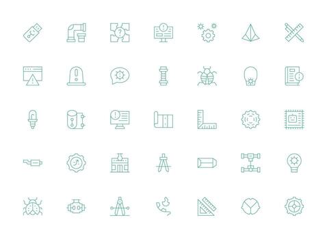 técnico visual paquete conteniendo 35 ligero línea íconos icono conjunto para web vector