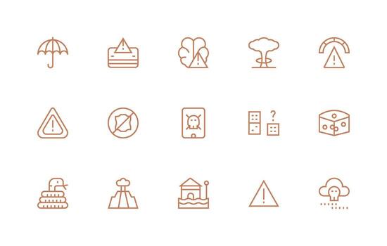 Risk featuring 15 Icons in Regular Line Design Multi-Style Icon Collection vector