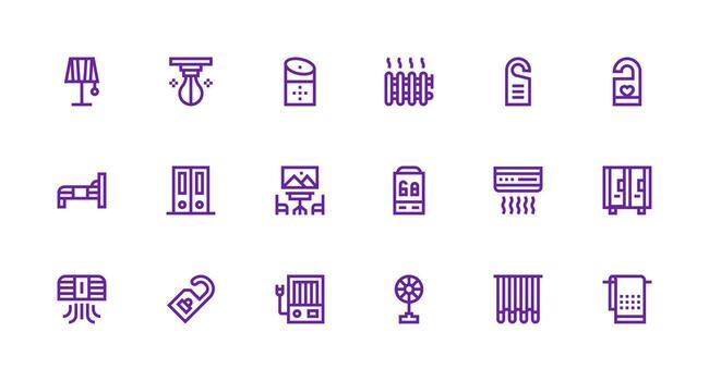 18 Strong Stroke Line Vectors for Room Theme Fully Editable Icon Set for Web