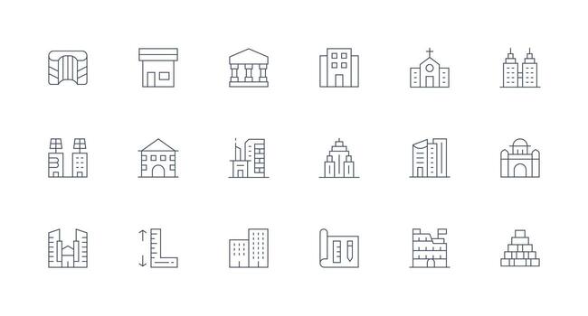 18 Icons for Architecture in Minimal Line Format Simple Icon Pack vector
