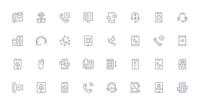 teléfono icono conjunto con 32 Delgado línea gráficos bien estructurado íconos para creativo utilizar vector