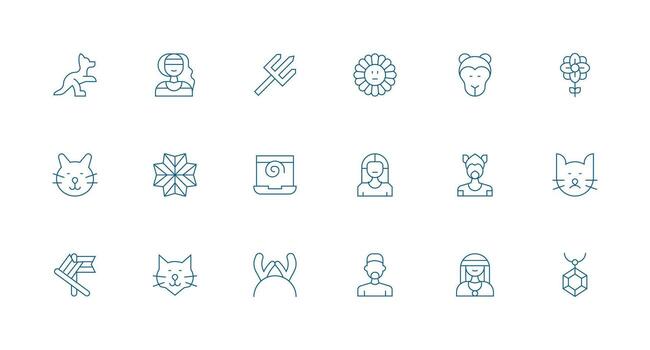 18 íconos para lineal en mínimo línea formato sencillo íconos para interfaz y wireframes vector