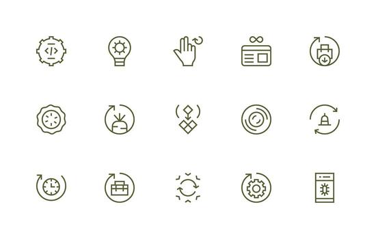 actualizar presentando 15 íconos en regular línea diseño ui y ux enfocado icono colección vector