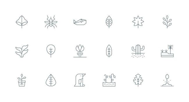 Ecosystem Visual Pack containing 18 Minimal Line Icons Scalable Icons for All Themes vector
