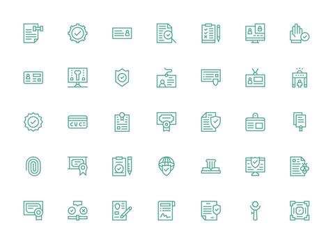 Verification Set with 35 Regular Clean Line Icons Interface Icon Collection for Daily Projects vector