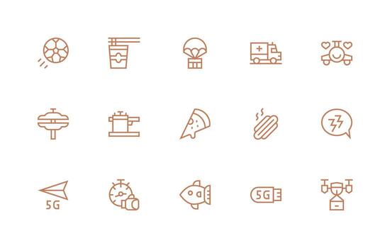 Fast Icon Set with 15 Regular Line Graphics Interface Icon Collection for Daily Projects vector