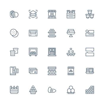 Stacked Design Icons featuring 25 in Medium Stroke Outline Style Icon Set for Apps vector