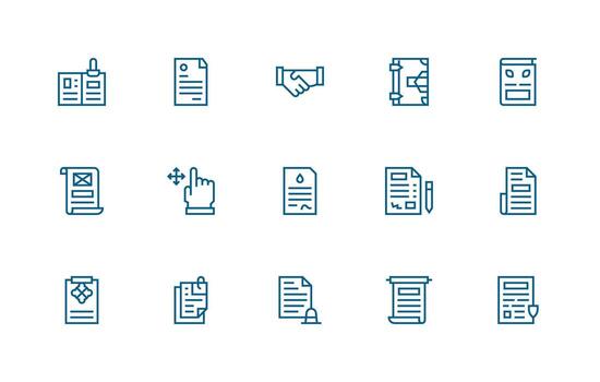 Contract Visual Pack containing 15 Regular Line Icons Minimal Icon Set for Interface Projects vector