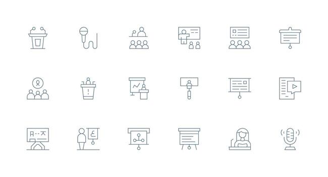 Lecture Visual Pack containing 18 Minimal Line Icons Scalable Icons for All Themes vector