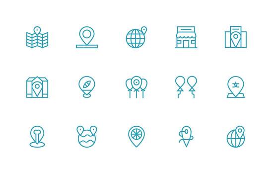 regular línea estilo sitio íconos con 15 vectores inteligente icono colección