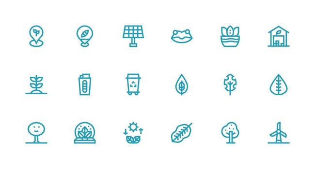 18 Strong Stroke Line Designs for Eco Icons Flexible Icon System for Web Interfaces vector