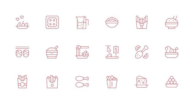 Portion Icon Set with 18 Minimal Line Graphics Layout Icon Collection vector