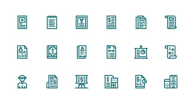 18 Strong Stroke Line Icons for Summary Graphics Multi-Style Icons for Creative Projects vector