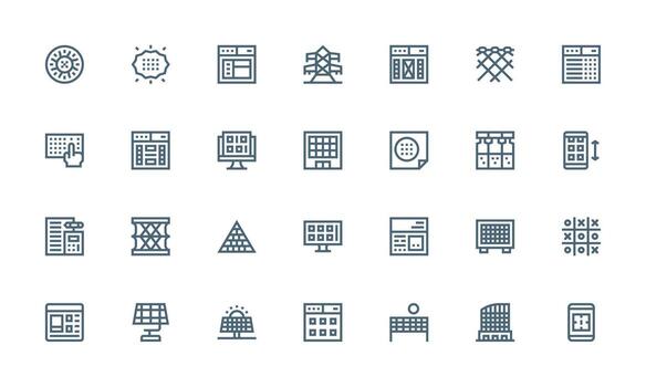 cuadrícula conjunto con 28 negrita línea íconos plano icono conjunto vector