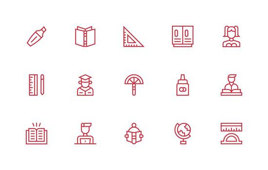 Student Icon Set with 15 Regular Line Graphics Creative Icon Set vector