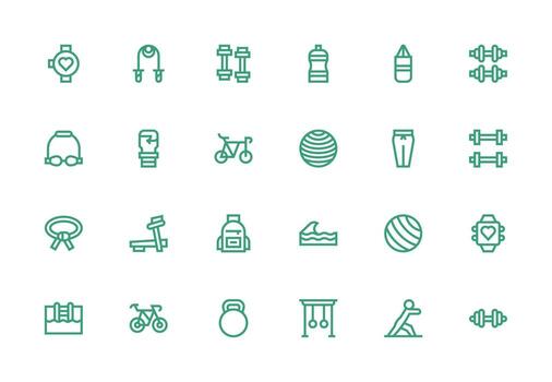 24 Icons for Fitness in Thick Line Line Format Essential Icons for Rapid UI Building vector