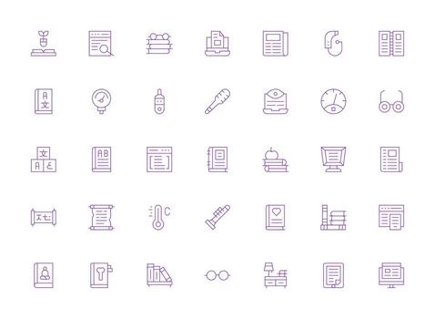 Reading Icon Collection with 35 Light Line Designs Neatly Designed Icons for Web Platforms vector