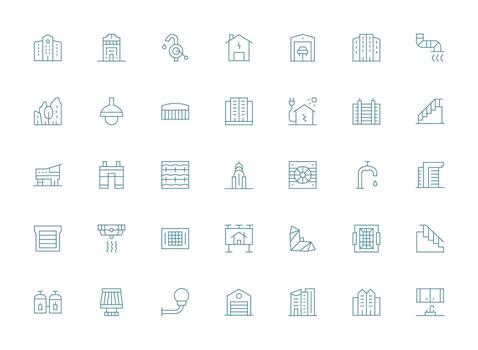 35 Light Line Vectors for Residential Theme Quick Access Icons for UI Development