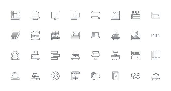 Stacked Design Icons featuring 32 in Thin Line Style Multi-Style Icon Collection vector