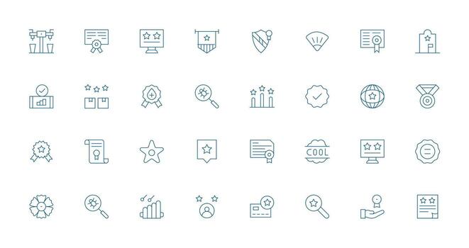 32 Delgado línea íconos para calidad gráficos claro y conciso icono conjunto colección vector