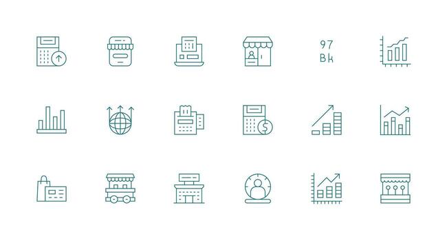 18 Minimal Line Style Icons from Sales Collection Multi-Style Icon Collection vector