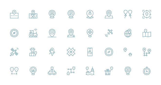 32 Thin Line Vectors for Gps Theme Scalable Icons for Cross-Platform Interfaces