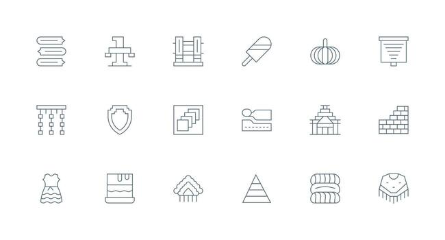 Layered Set with 18 Minimal Line Icons Fully Editable Icon Set for Web vector