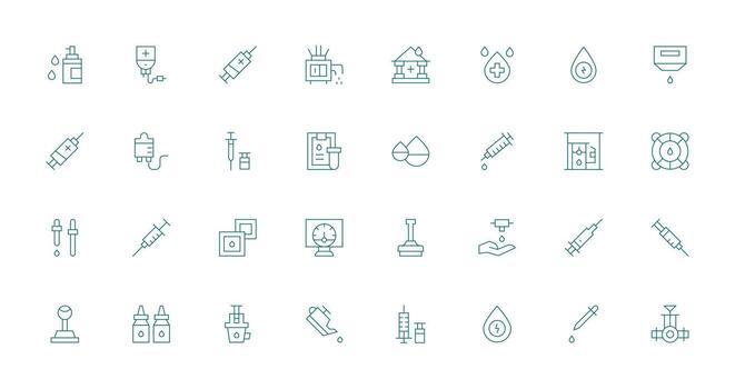 32 Icons for Fluid in Thin Line Format All-Purpose Icon Design Pack vector