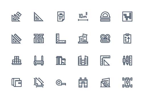 24 grueso línea línea estilo íconos desde Plano colección mínimo icono conjunto para interfaz proyectos vector