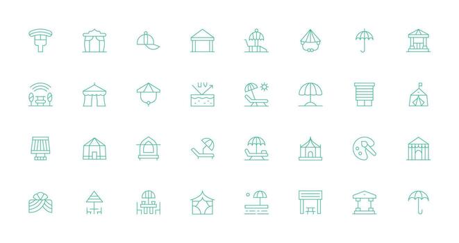 Shade Set with 32 Thin Line Icons Clean Icon Set Icon Pack for UI Projects vector