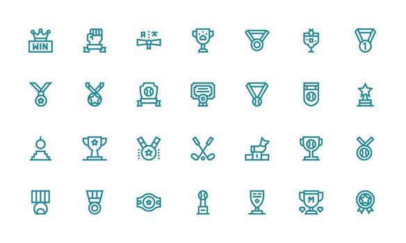 28 Icons for Trophy in Bold Line Format Clean Icon Collection for Web Use vector