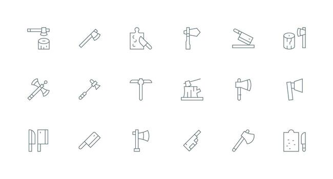 mínimo línea estilo el cortar íconos con 18 vectores web icono colección