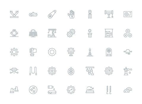 35 Light Line Designs for Mechanism Icons Simple Icons for Interface and Wireframes vector