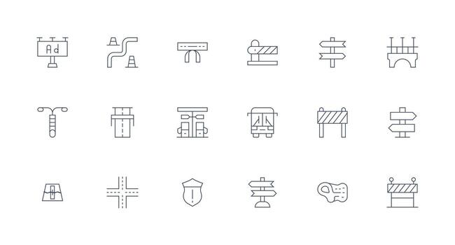 18 mínimo línea estilo íconos desde autopista colección básico icono serie vector
