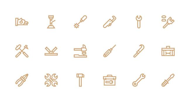 Wrench Icon Set with 18 Strong Stroke Line Graphics Interface Icon Collection for Daily Projects vector