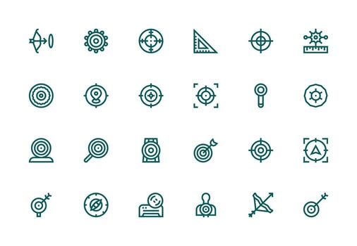 24 Icons for Accuracy in Thick Line Line Format Customizable Icon Series for Mobile Screens vector