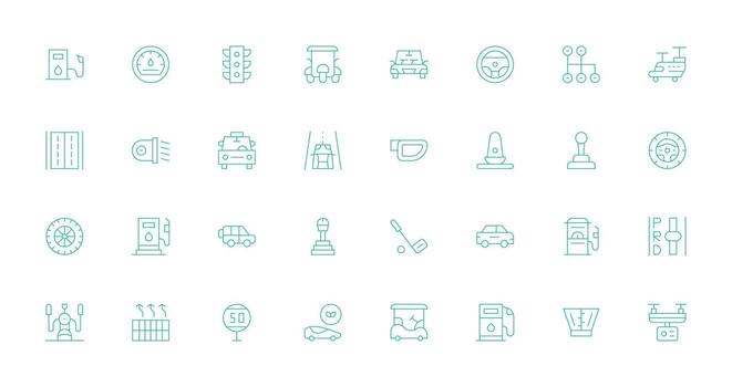 Thin Line Style Driving Icons with 32 Vectors User Interface Icons for Digital Products