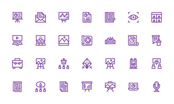 28 Icons for Presentation in Bold Line Format Essential Icons for Rapid UI Building vector