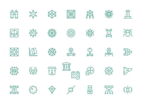 Diagram Icon Collection with 35 Regular Clean Line Designs Minimal Icon Set for Interface Projects vector