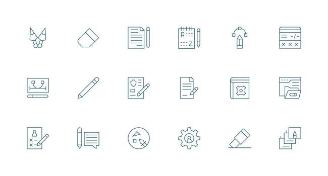 18 Minimal Line Vectors for Edit Theme Simple Icons for Interface and Wireframes