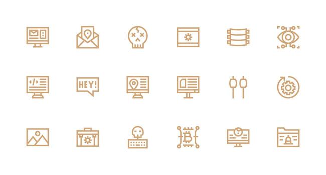 fuerte carrera línea íconos desde software conjunto con 18 vectores estándar icono paquete