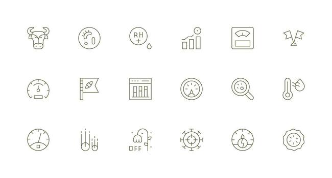 18 Minimal Line Style Icons from Indicator Collection Modern Line and Glyph Icon Series vector