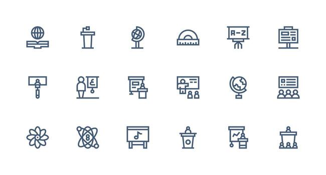 Strong Stroke Line Style Teaching Icons with 18 Vectors Multi-Purpose Icon Pack for Templates