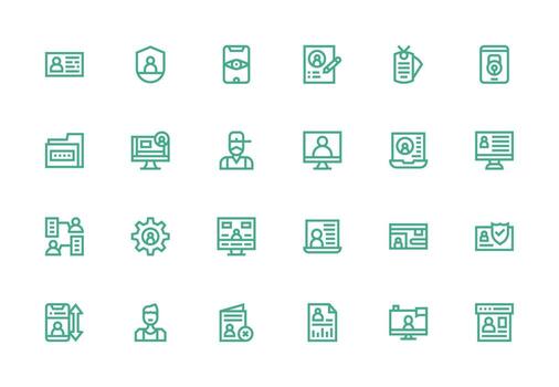 Personal Data featuring 24 Icons in Thick Line Line Design Neutral Style Icons for Any Project vector