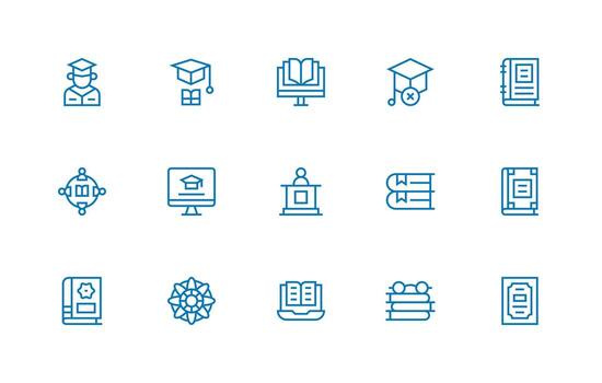 regular línea íconos desde académico conjunto con 15 vectores mínimo icono conjunto para interfaz proyectos