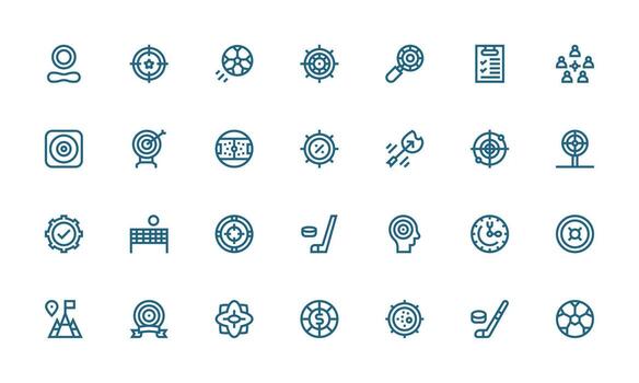Goal Icon Set with 28 Bold Line Graphics UI Icon Set vector